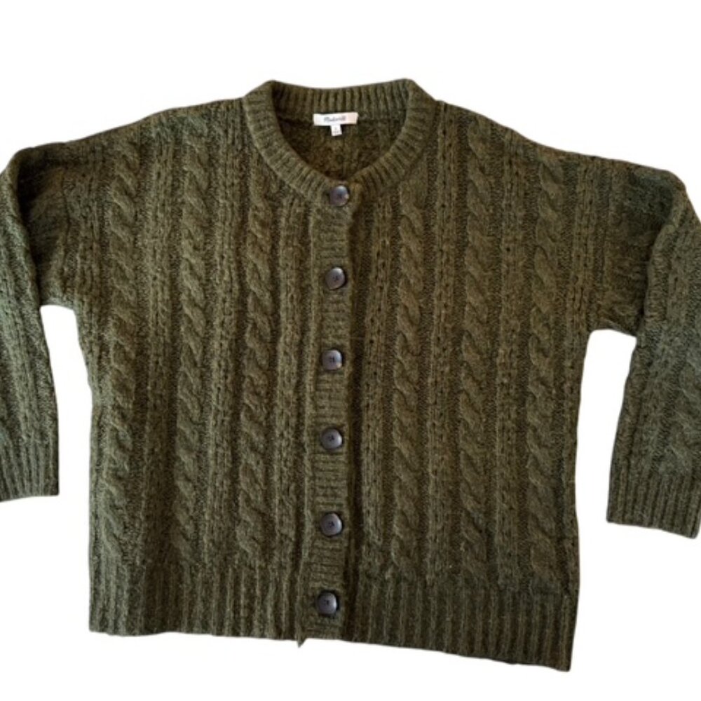 Pointelle Cable Cardigan Sweater - Picture 5 of 6